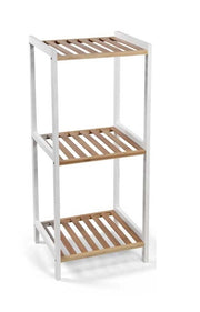 SCAFFALE IN LEGNO BICOLORE CON 3 RIPIANI 34 X 33 X H80CM BIANCO MARRONE CHIARO