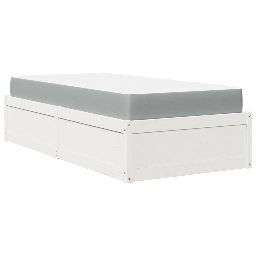 Letto con Materasso-Struttura Letto con Materasso Bianco 90x200 cm in Legno Massello di Pino