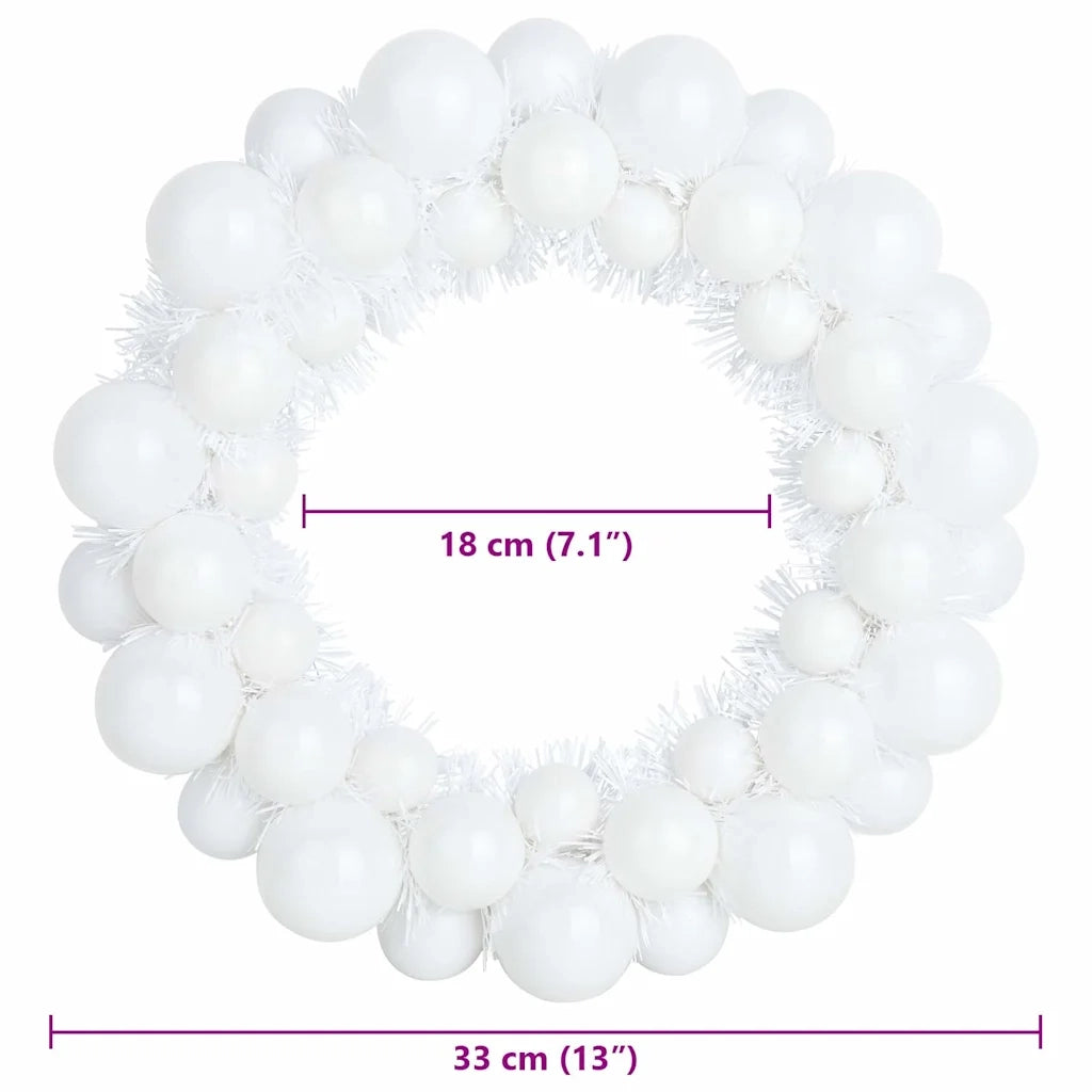 Corone di Palline di Natale 2 pz-Decorazioni natalizie Bianco 33 x 33 x 7 cm