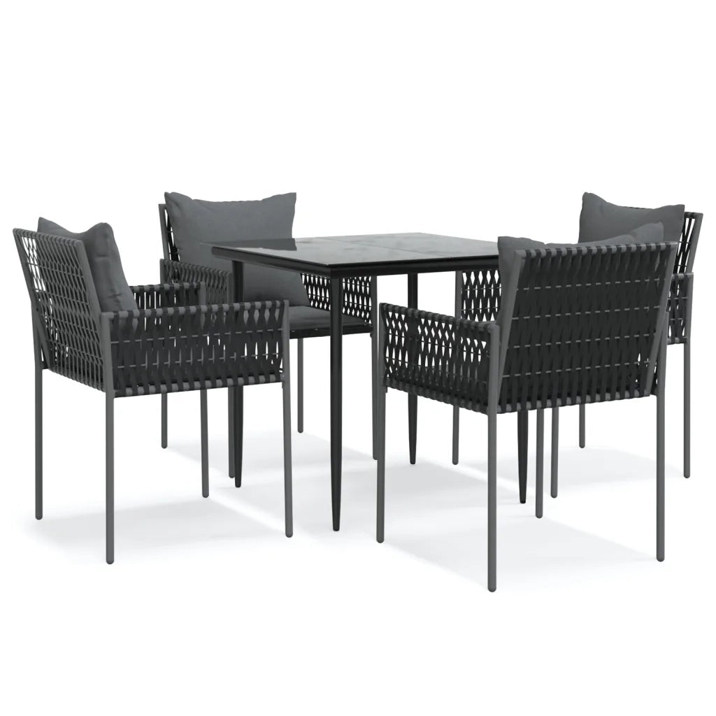 Set Pranzo da Giardino 5pz con Cuscini in Polyrattan e Acciaiocod mxl 76627