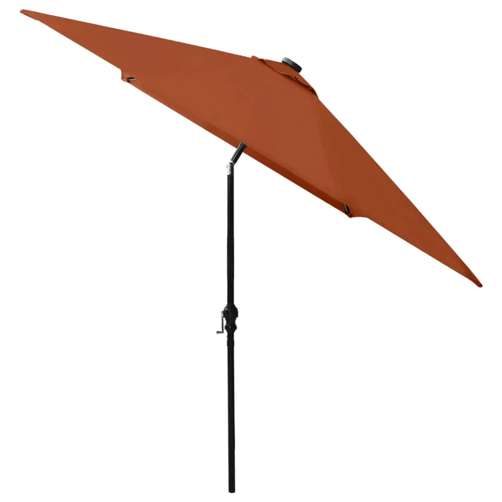Ombrellone con LED e palo in acciaio color terracotta 2 x 3 m 02_0008072