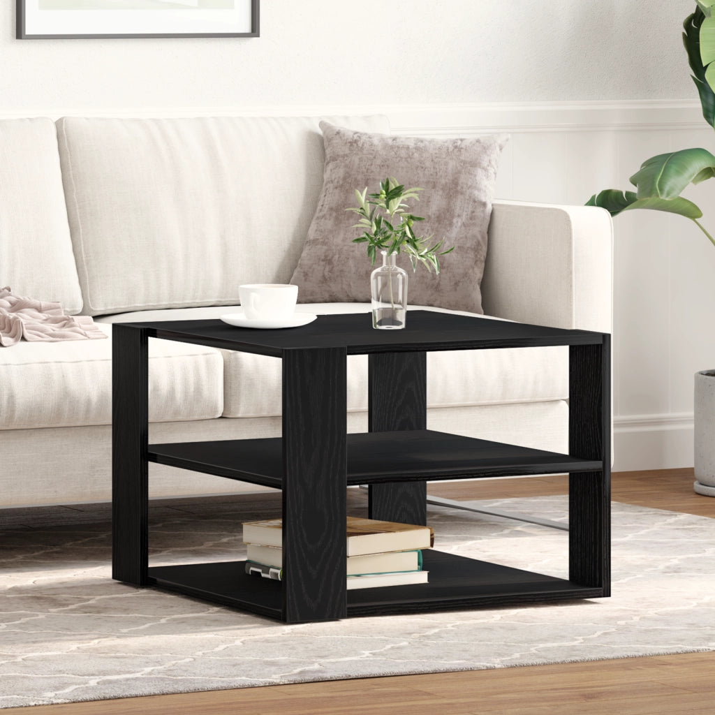 Tavolino da caffÃ¨  Nero Rovere 59,5x59,5x40 cm Legno ingegnerizzato