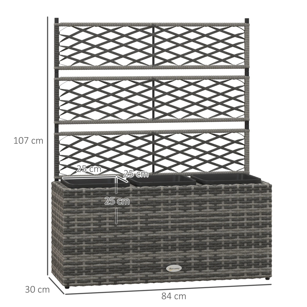 Fioriera con Grigliato ¨C Xylo ¨C Rattan PE Grigio 84x30x107cm