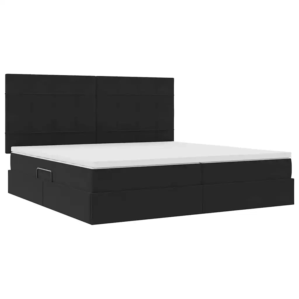 Letto con contenitore e materasso Nero 200 x 200 cm Velluto 3372053