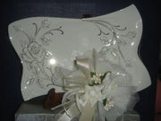 Centrotavola vassoio in porcellana filo argento 21 x 14 cm