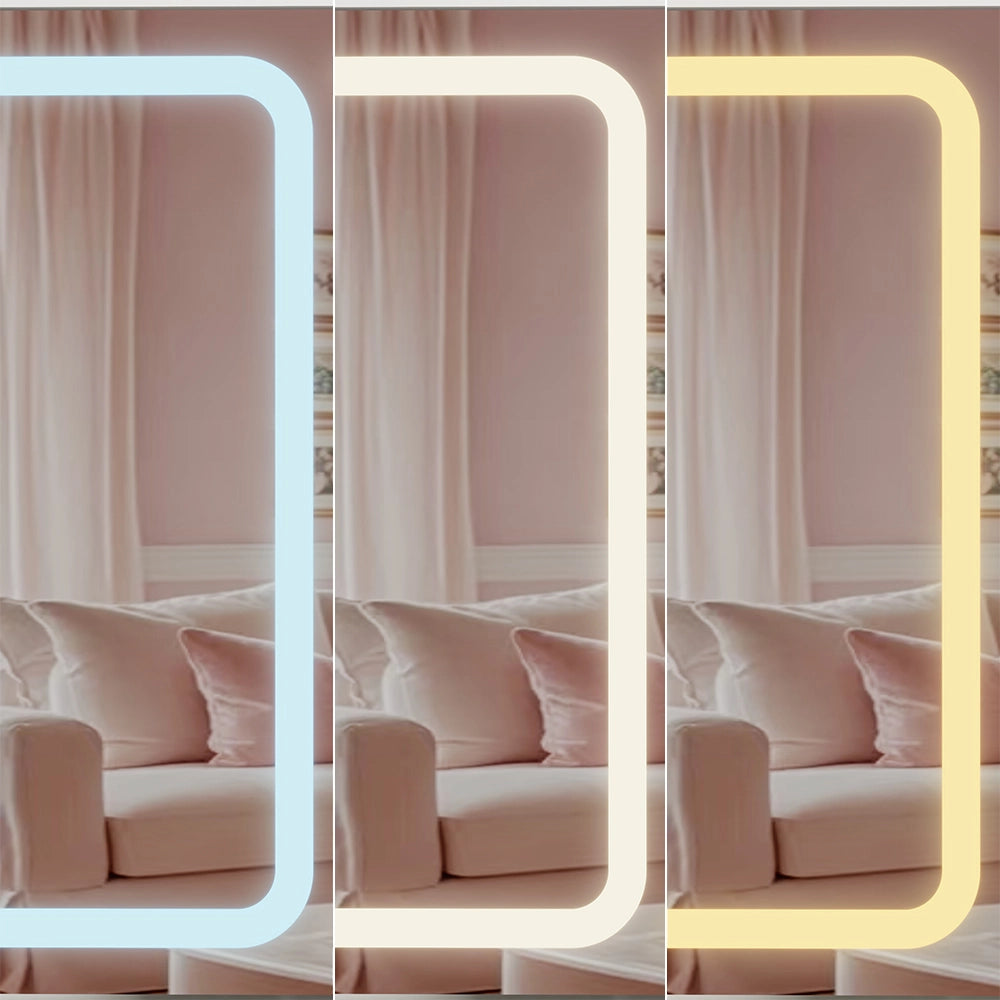 Vicco Tavolo da toeletta Bianco 105 cm con specchio LED e sgabello
