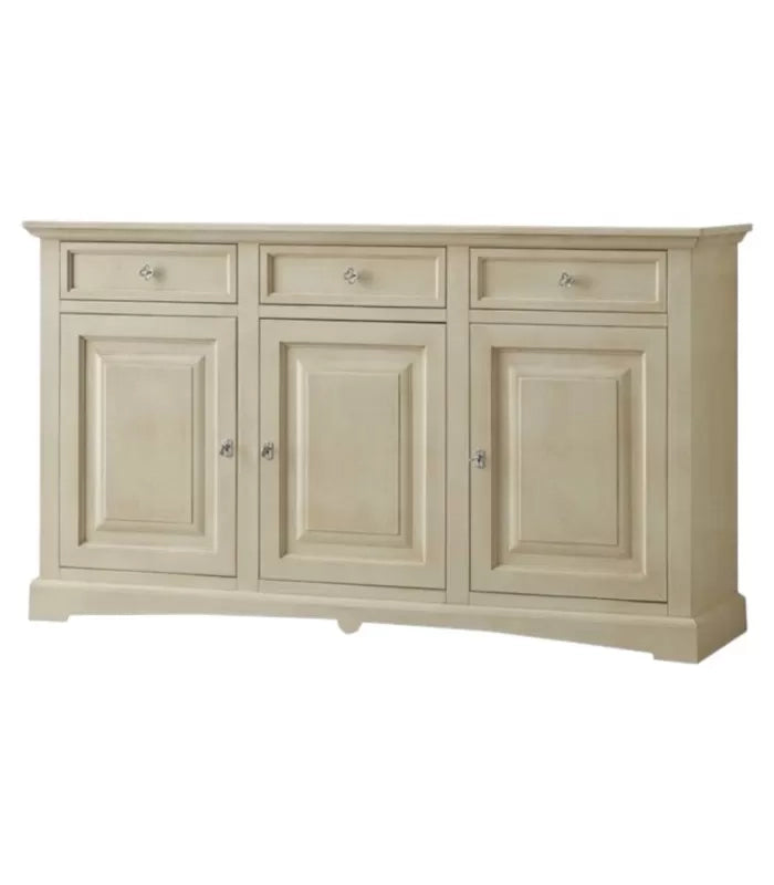 Madia credenza arte povera 3 porte legno avorio anticato 170x46x96 - Mobili 2G
