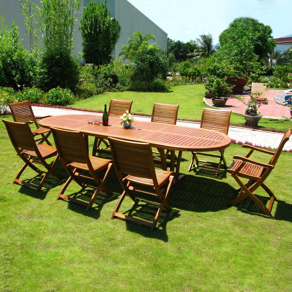 Tavolo Allungabile Leonardo 200/250/300x110x74 h cm in Legno di Acacia Marrone