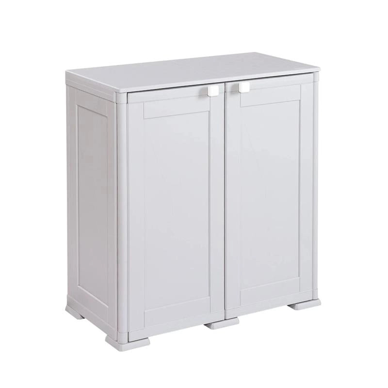 ARMADIO DA ESTERNO COPERTO GRIGIO 2 RIPIANI 79X43X85,5 CM CON MODULO E RIPIANO – MOBILE ORGANIZZATORE COMPATTO