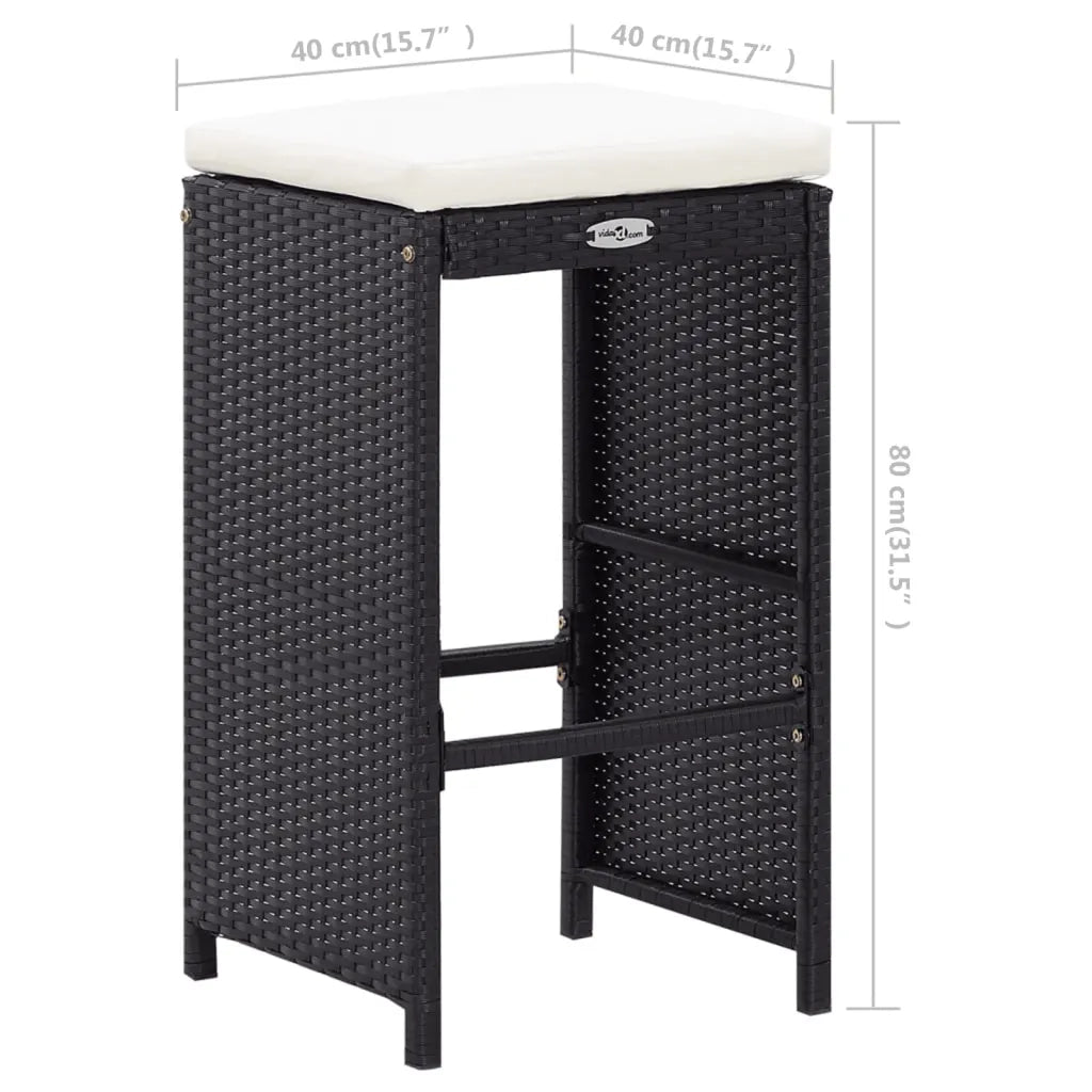 Set Bar da Giardino 9 z pz in Polyrattan Nero 49569
