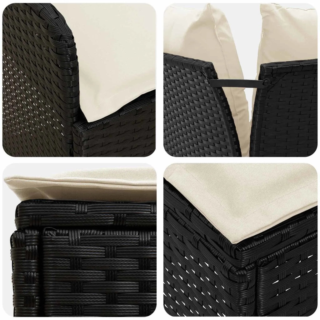 Set di Mobili 6 pz Nero e Crema Rattan in PE 3422182