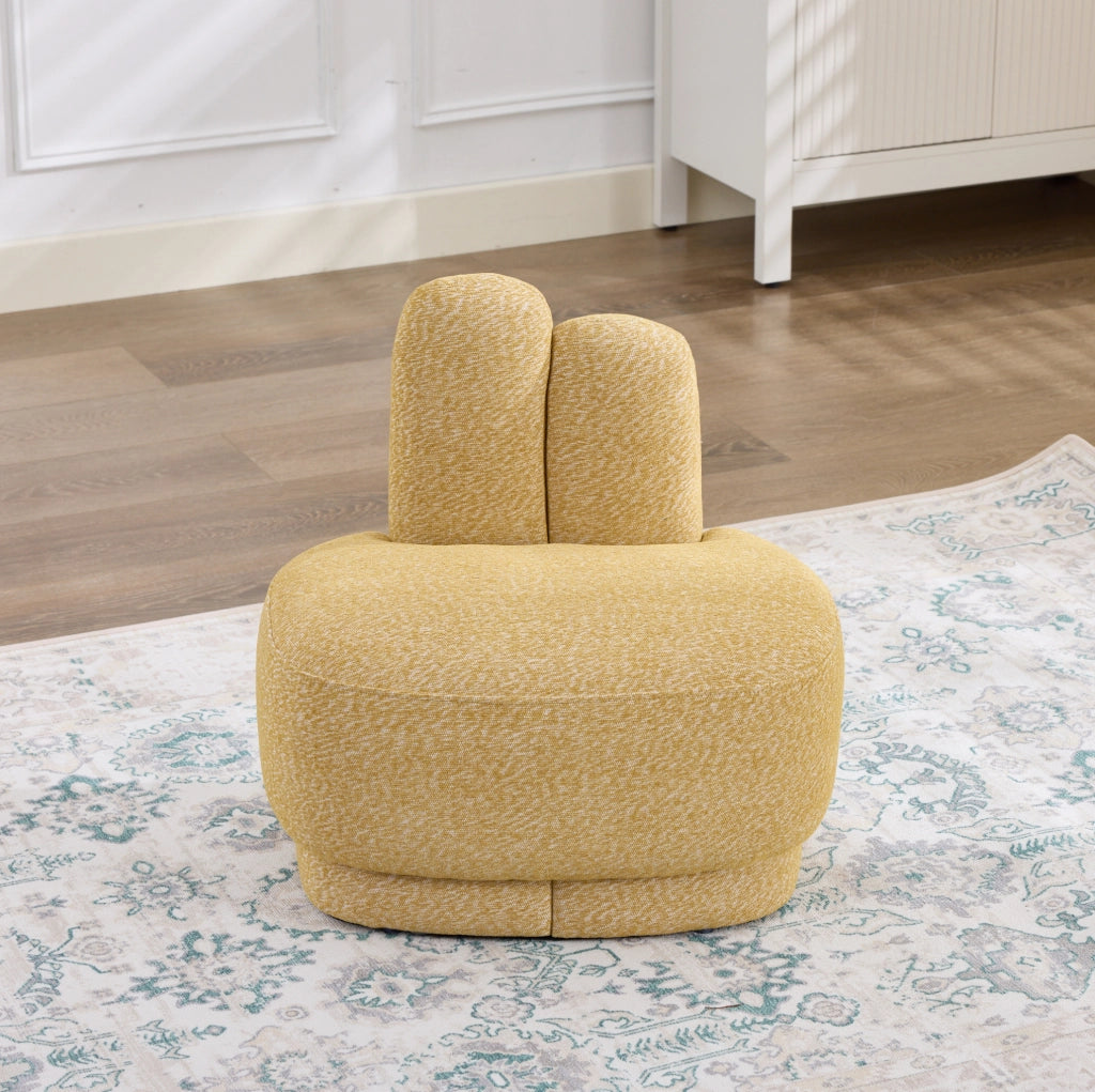 Pouf coniglietto giallo imbottito in tessuto, 56×43,5×57 cm