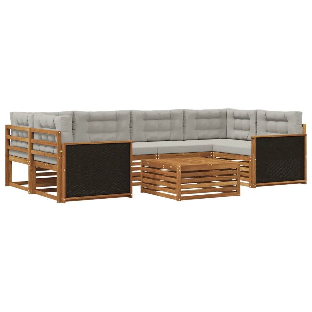 Set di divani da esterno 7 pcs Naturale e Grigio Chiaro 3383074