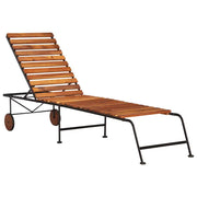 Lettino Prendisole in Massello d'Acacia con Gambe in Acciaio