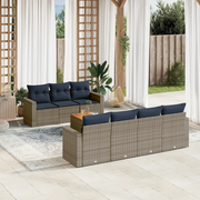 Set Divani da Giardino 8 pz con Cuscini Grigio in Polyrattan 3256362