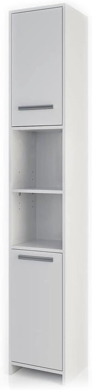Mobile bagno alto Kiko, Bianco, 30 x 190 cm, per la conservazione di accessori da bagno e compatibile con Kiko