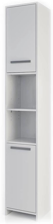 Mobile bagno alto Kiko, Bianco, 30 x 190 cm, per la conservazione di accessori da bagno e compatibile con Kiko