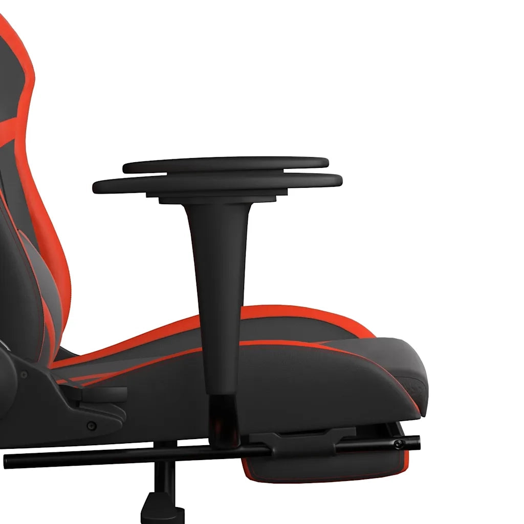 Sedia da Gaming | Sedia da e-sports Massaggio Poggiapiedi Nero e Rosso Similpelle