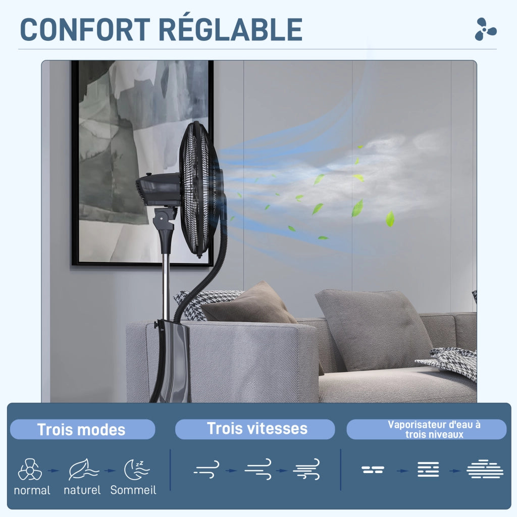 Ventilatore a colonna con nebulizzatore ¨C zephmum ¨C telecomando, timer, 3 velocit¨¤, oscillante, nero