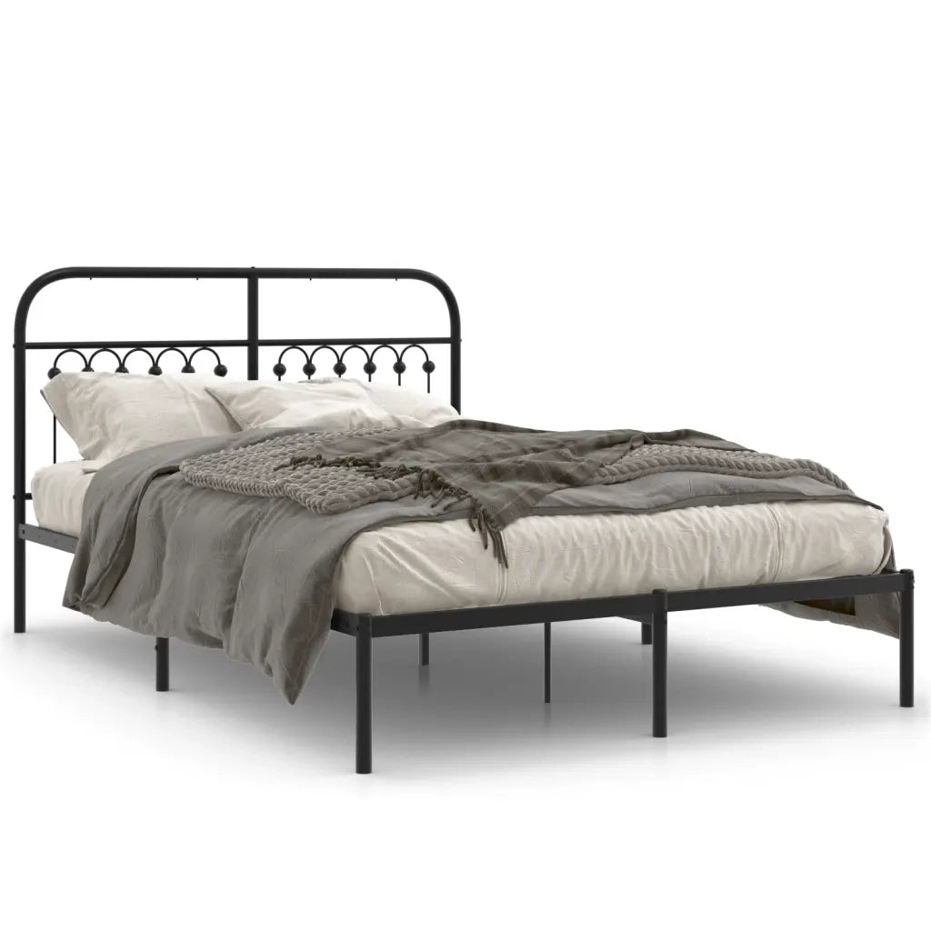 Giroletto con Testiera-Struttura Letto con testiera in Metallo Nero 140x200 cm 677184