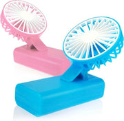 Ventilatore portatile 2x mini ventilatore portatile - ventilatore mini con clip di fissaggio - ventilatore portatile alimentato a batteria per viaggi - rosa - blu