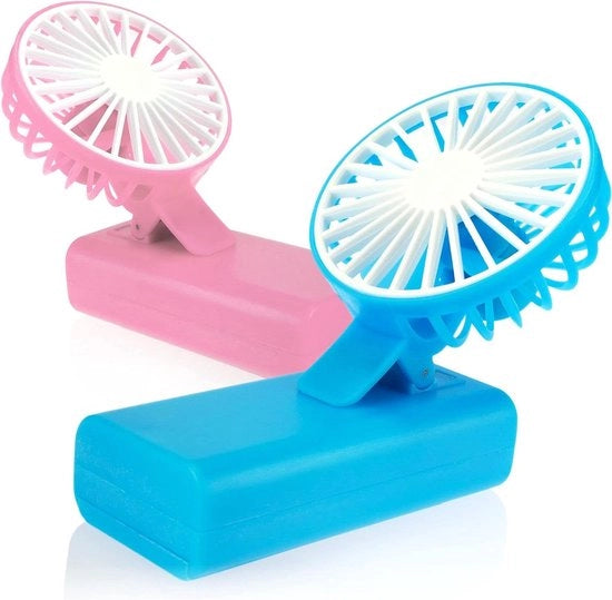 Ventilatore portatile 2x mini ventilatore portatile - ventilatore mini con clip di fissaggio - ventilatore portatile alimentato a batteria per viaggi - rosa - blu