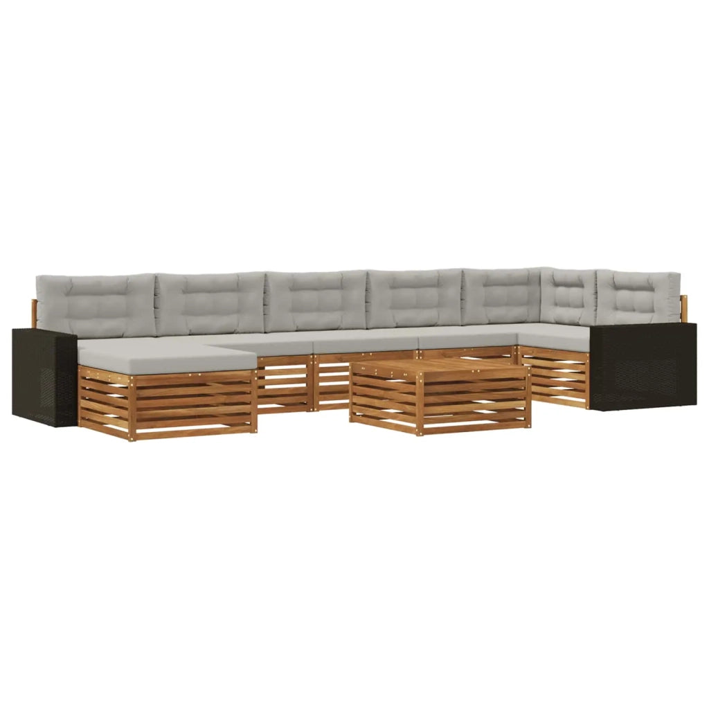 Set di divani da esterno 8 pz Naturale e Grigio Chiaro 3383664