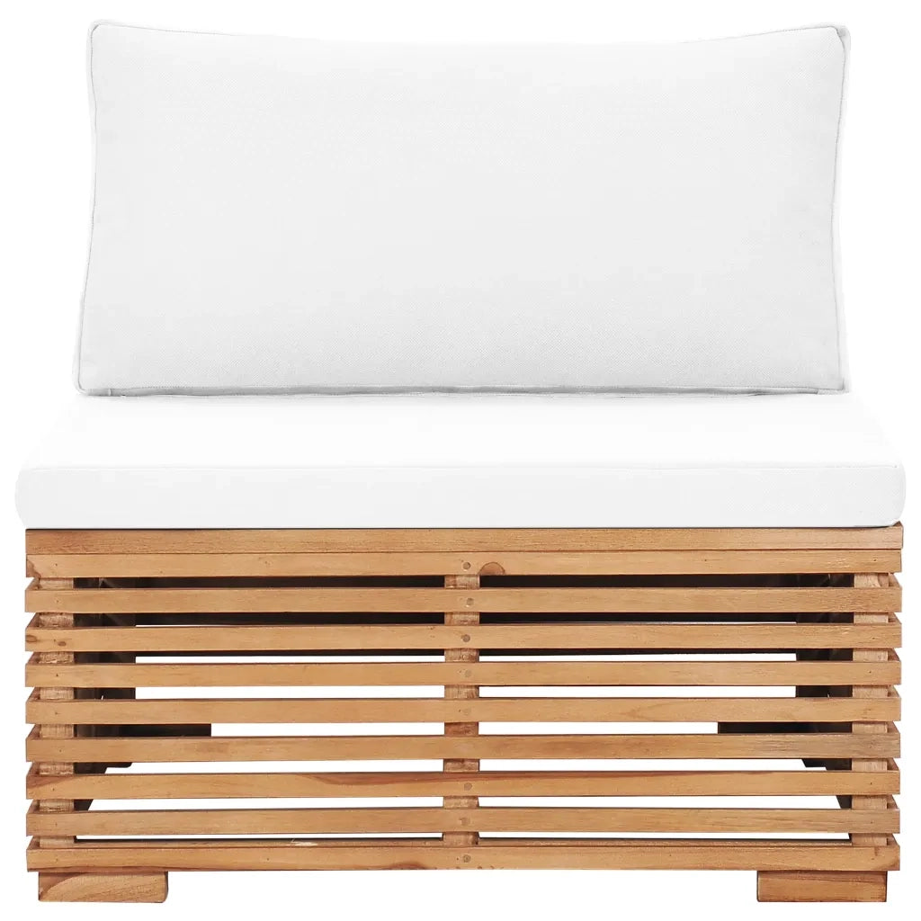 Divano Centrale da Giardino con Cuscino Crema Massello di Teak cod mxl 71893