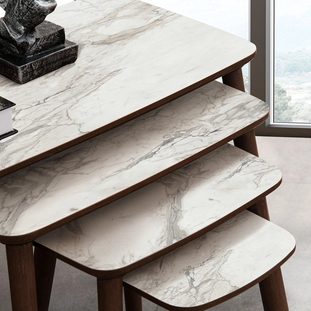 Tavolino da nido in legno "Luci" 4 pezzi 70 x 40 x 55 cm - Bianco