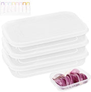 Set di contenitori in plastica per frigorifero, cassetti ripiegabili con coperchio, set da 3, organizzatore per frigorifero, cassetti con etichette adesive, conservazione di verdure, noci, ecc.