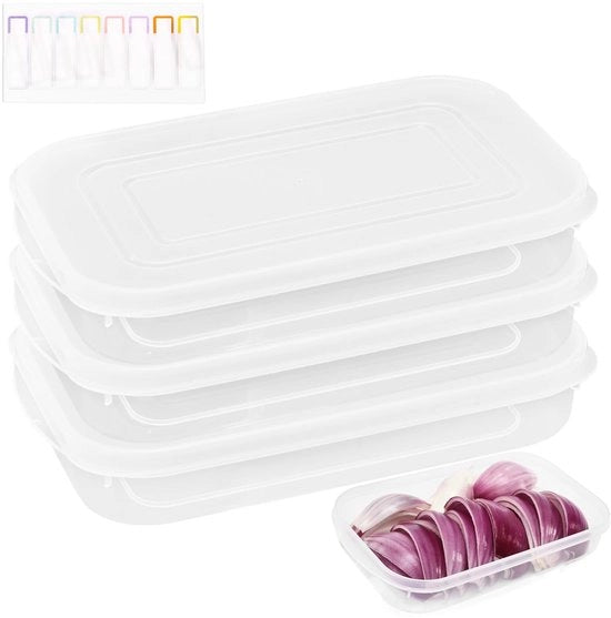 Set di contenitori in plastica per frigorifero, cassetti ripiegabili con coperchio, set da 3, organizzatore per frigorifero, cassetti con etichette adesive, conservazione di verdure, noci, ecc.