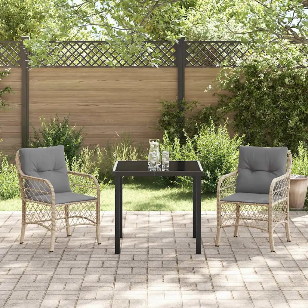 Set da Pranzo per Giardino con cuscino 3 pcs Beige polyrattan 3380232