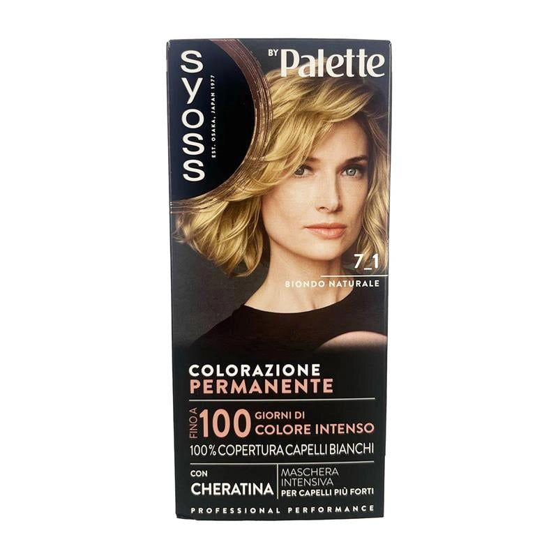 PALETTE SYOSS COLORAZIONE PERMANENTE 100% COPERTURA CAPELLI BIANCHI PER CAPELLI PIÙ FORTI 7.1 BIONDO NATURALE