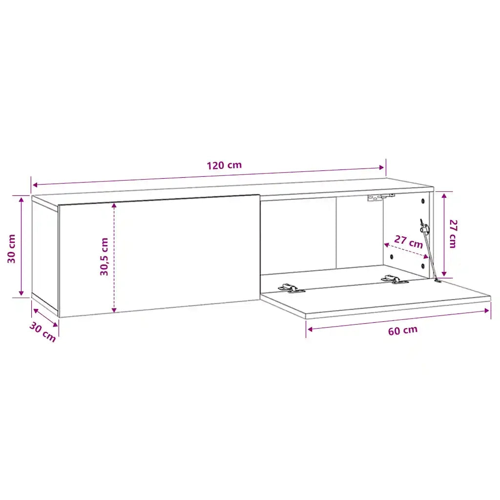 Mobile TV a Parete Legno Antico 120x30x30 cm in Truciolato 856020