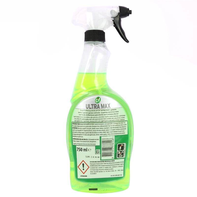 CIF SPRAY ULTRA MAX SGRASSATORE UNIVERSALE VERDE FAST X2 POWER 750ML