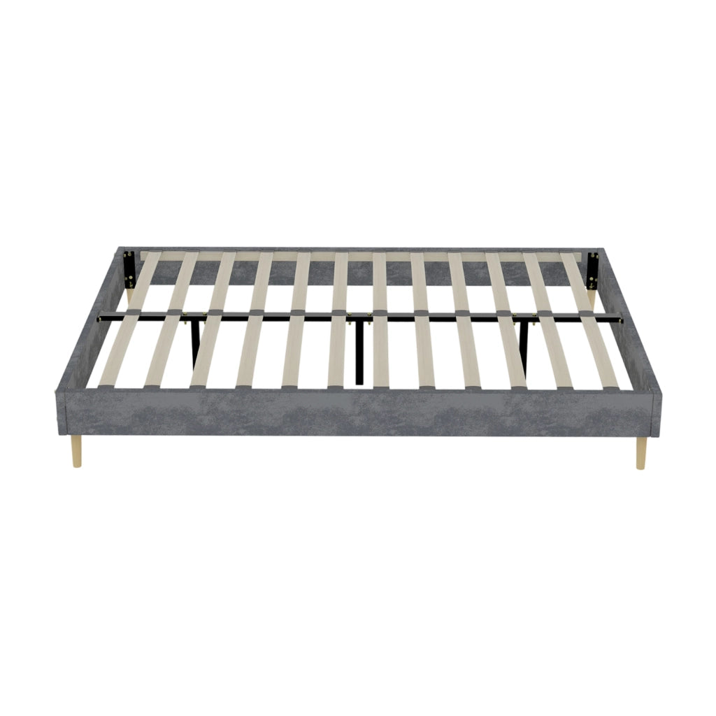 Letto 160x200 cm con struttura stabile e montaggio rapido in tessuto e metallo grigio
