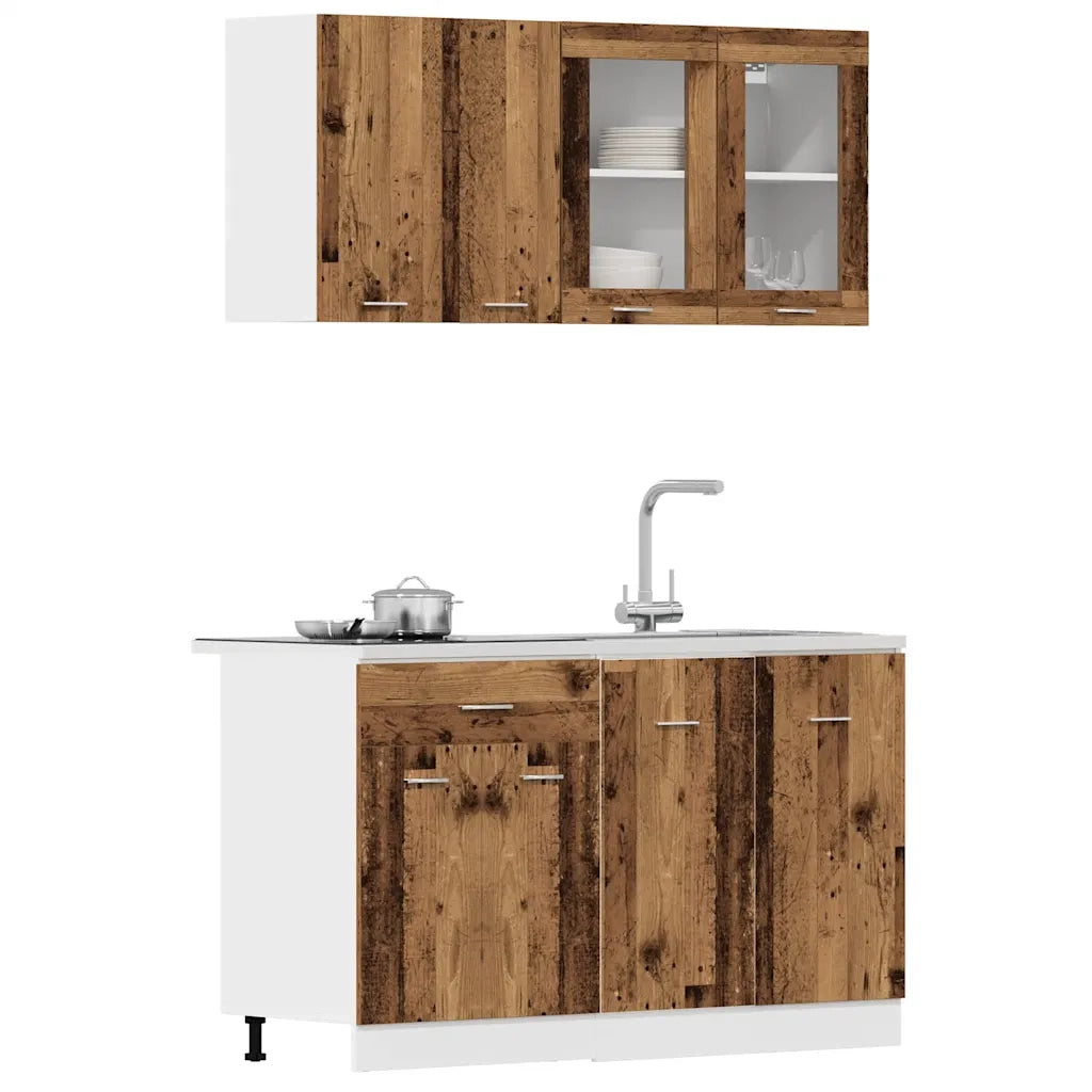 Set di Mobili da Cucina 4 pz Lyon Legno Antico in Truciolato 3328573