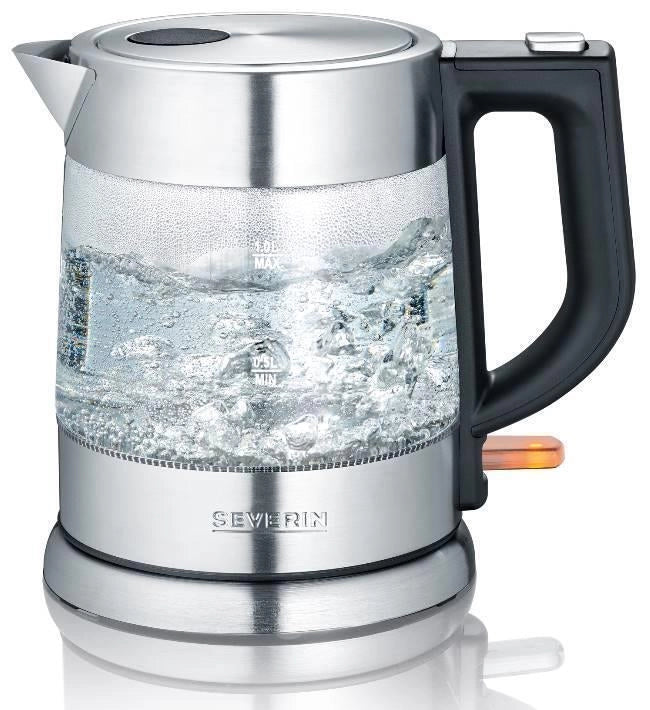Severin WK 3468 bollitore elettrico 1 L 2200 W Nero, Acciaio inox, Trasparente