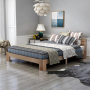 Letto matrimoniale in legno massello 140x200 cm con rete a doghe, colore naturale