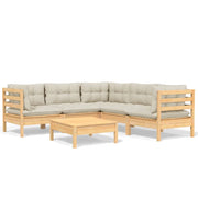 Set di mobili da giardino mobili da esterno 6 pezzi con cuscini colore crema legno di pino massiccio 02_0016757