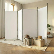 Divisorio Ambienti | Divider per stanze | Paravento a 4 Pannelli Bianco 346x180 cm Tessuto