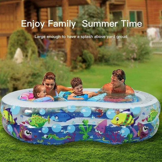 Piscina gonfiabile per bambini e adulti - formato familiare - dimensioni 63 x 43 x 18 pollici - piscina esterna - kit semplice - per giardino e giardino - divertimento acquatico estivo