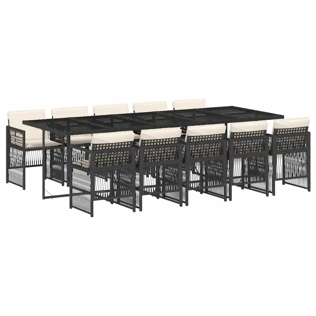 Set da Pranzo da Giardino 11 pz con Cuscini in Polyrattan Nero 3210930