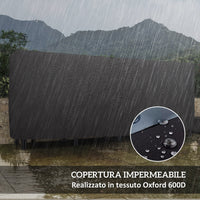 Portalegna per Camino da Interno ed Esterno con Telo Porta Legna e Copertura 240x36x99 cm in Metallo Nero