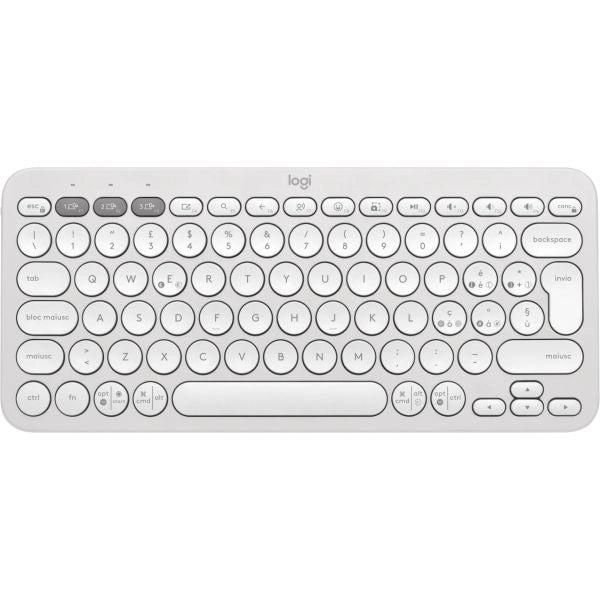 Logitech pebble keys 2 k380s tastiera universale rf senza fili + bluetooth qwerty italiano bianco - 920-011820