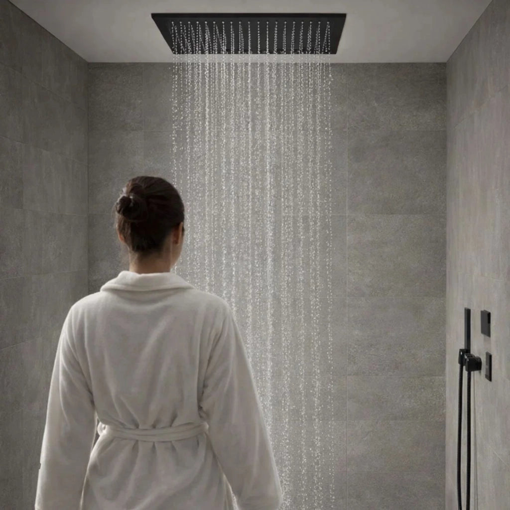Soffione doccia a soffitto installazione da incasso quadro nero *** confezione 1