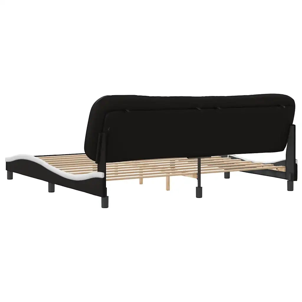 Giroletto senza Materasso-Struttura Letto Hvar Bianco e Nero 200x200 cm in Similpelle 167956