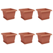 Fioriere | Cassetta per fiori | Vasi per Piante 6 pz Rosso Mattone 23 x 23 x 17,5 cm Plastica