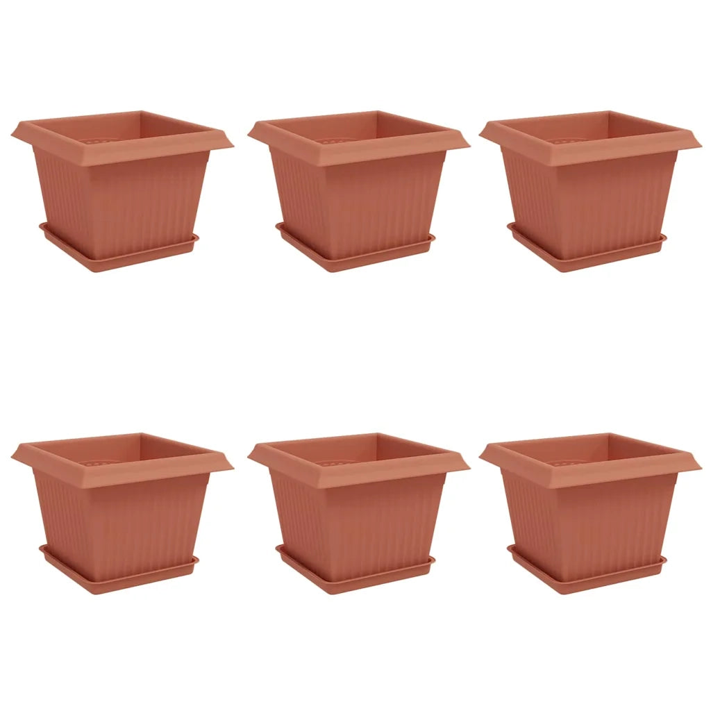 Fioriere | Cassetta per fiori | Vasi per Piante 6 pz Rosso Mattone 23 x 23 x 17,5 cm Plastica