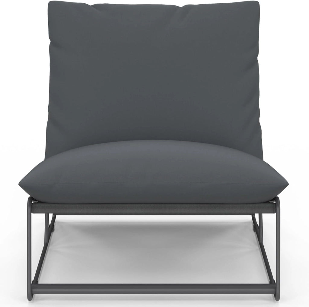 Set di 2 poltrone da Giardino Grigio Napoli con Cuscini Grigio Antracite